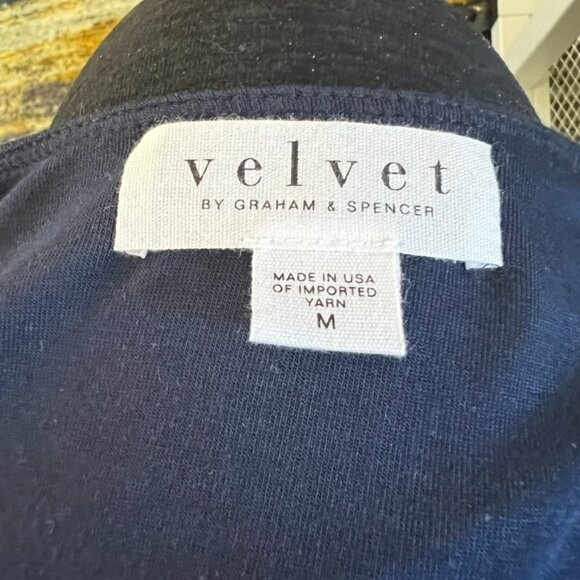 NWT Velvet Navy Faux Wrap Midi Dress M Ruched Surplice Anthropologie Career - Picture 9 of 11